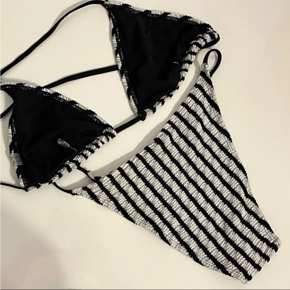 Black/White Textured String Bikini - Picture 2 of 2